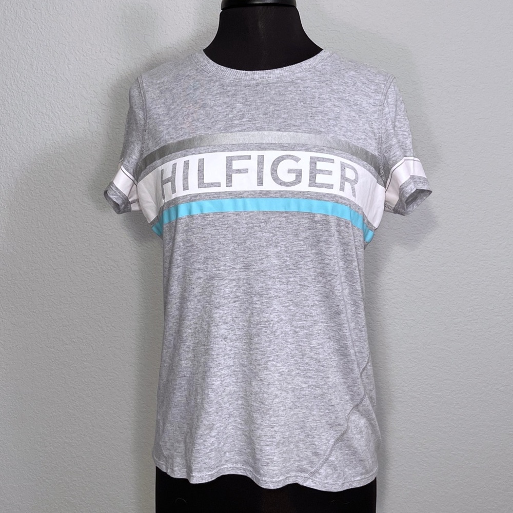 Tommy Hilfiger Gray/Light Blue/White Logo T-Shirt